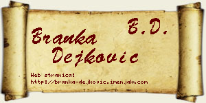 Branka Dejković vizit kartica